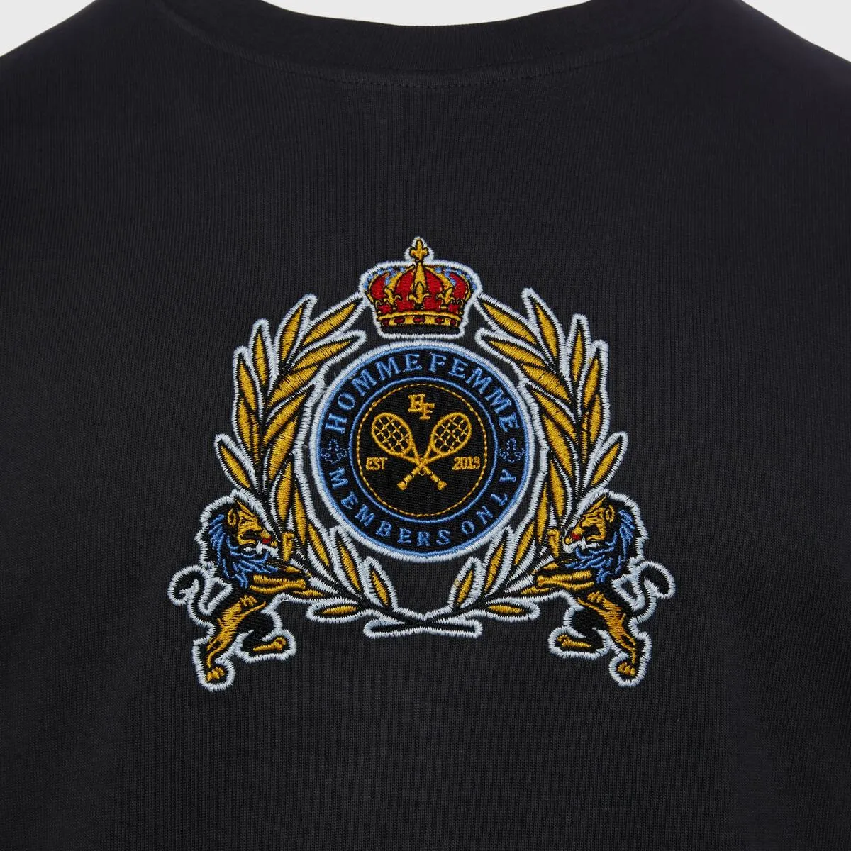Homme   Femme Embroidery Tennis Crest Tee - Black
