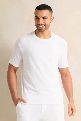 Men Ivory Textured T-Shirt