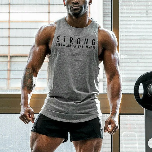 Men Tank Top Fitness Sporty Vest Sleeveless T-Shirt Muscle Training Tops Cotton Tank Top