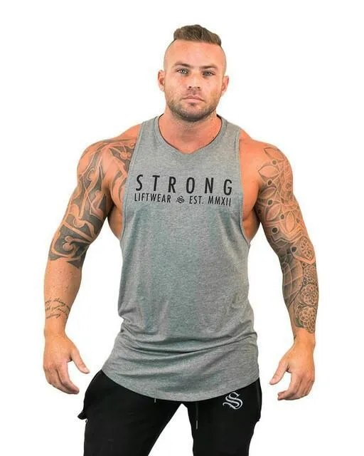 Men Tank Top Fitness Sporty Vest Sleeveless T-Shirt Muscle Training Tops Cotton Tank Top