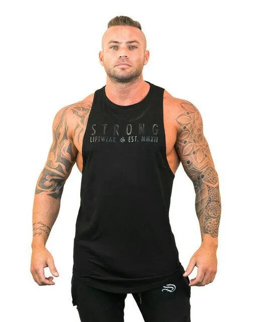 Men Tank Top Fitness Sporty Vest Sleeveless T-Shirt Muscle Training Tops Cotton Tank Top