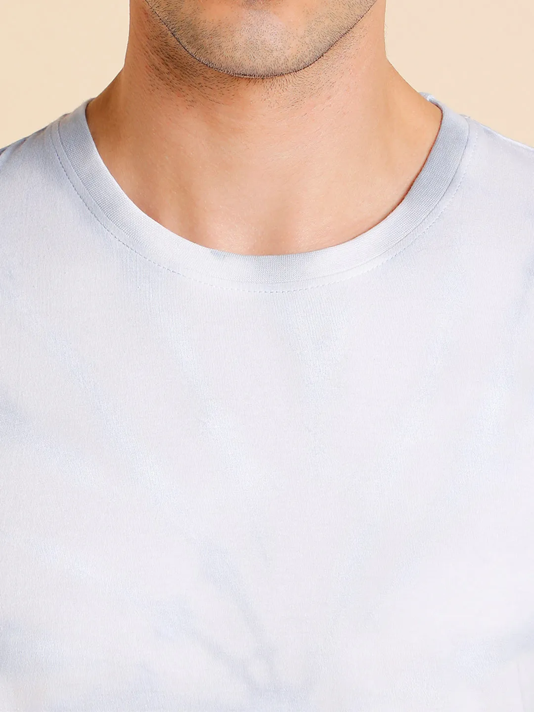 Men's Slim Fit  Solid Grey Crew- Neck T-Shirt