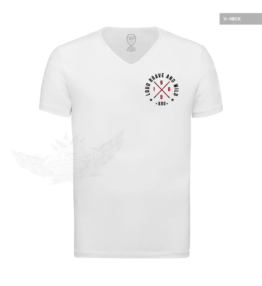 Men's White T-shirt Loud Brave and Wild Pocket Style RED MD871RP