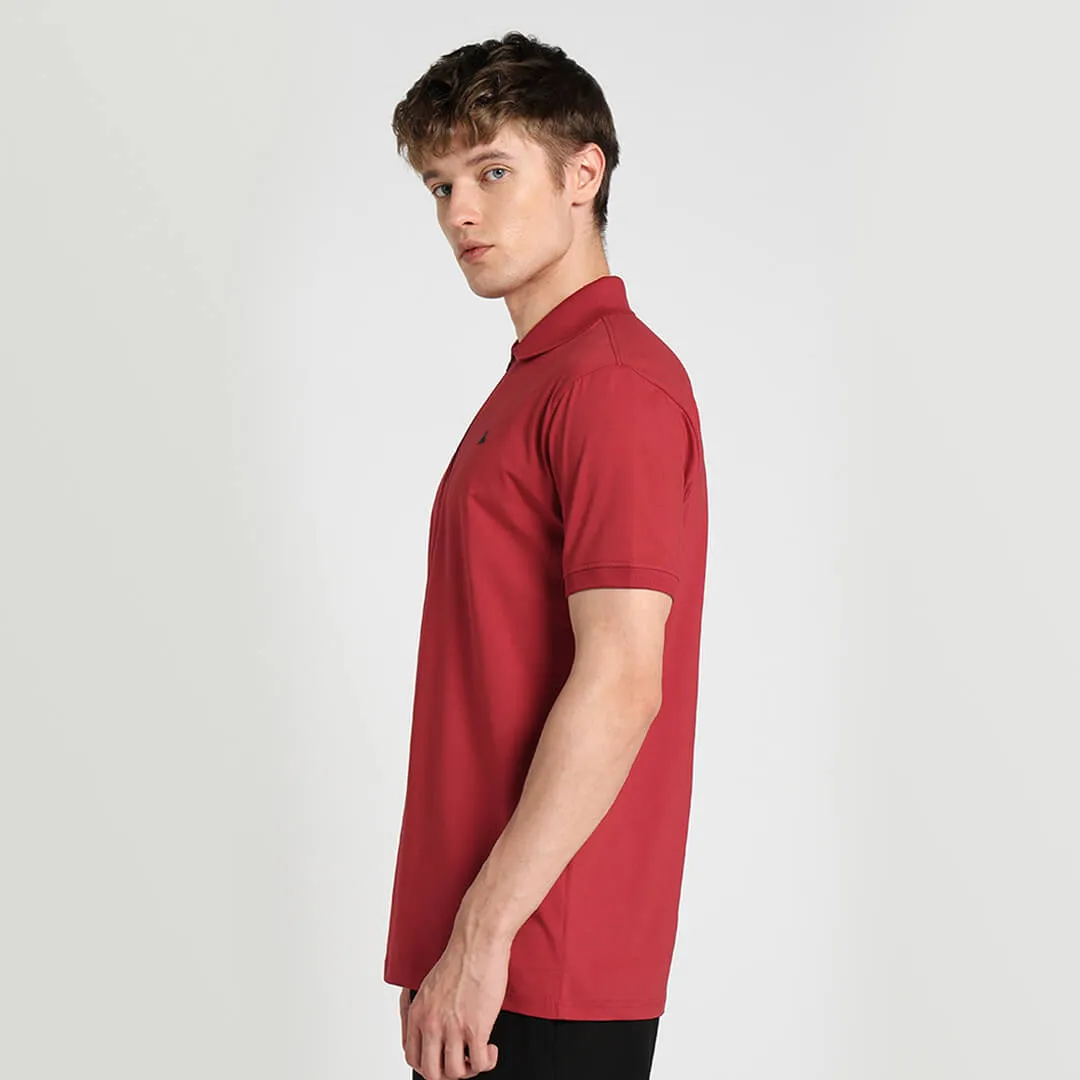 Men's Zipper Polo T-Shirt -Bold Red