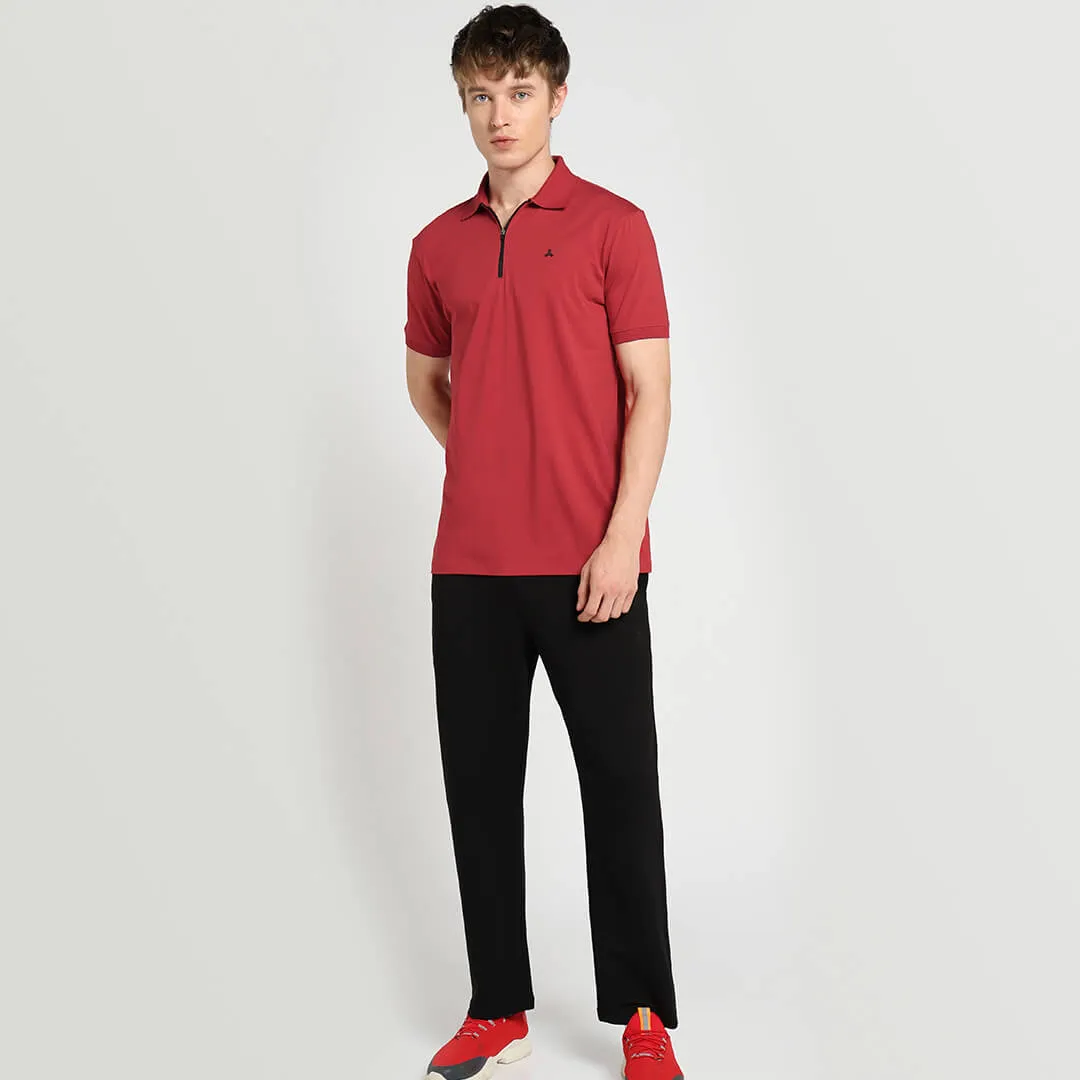 Men's Zipper Polo T-Shirt -Bold Red