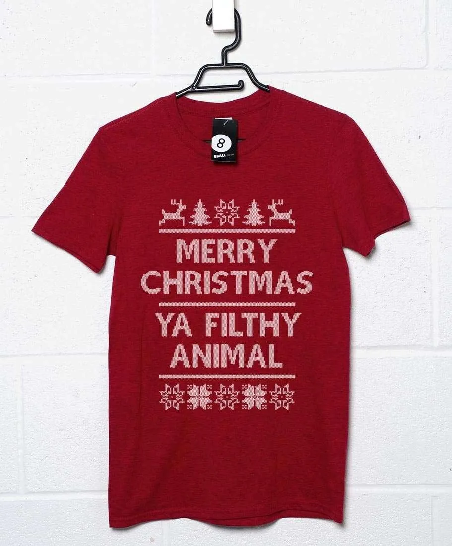 Merry Christmas Ya Filthy Animal Knitted Style T-Shirt