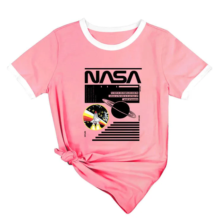 NASA Alphabet Fashion Ladies Loose Printed Short Sleeve T-Shirt