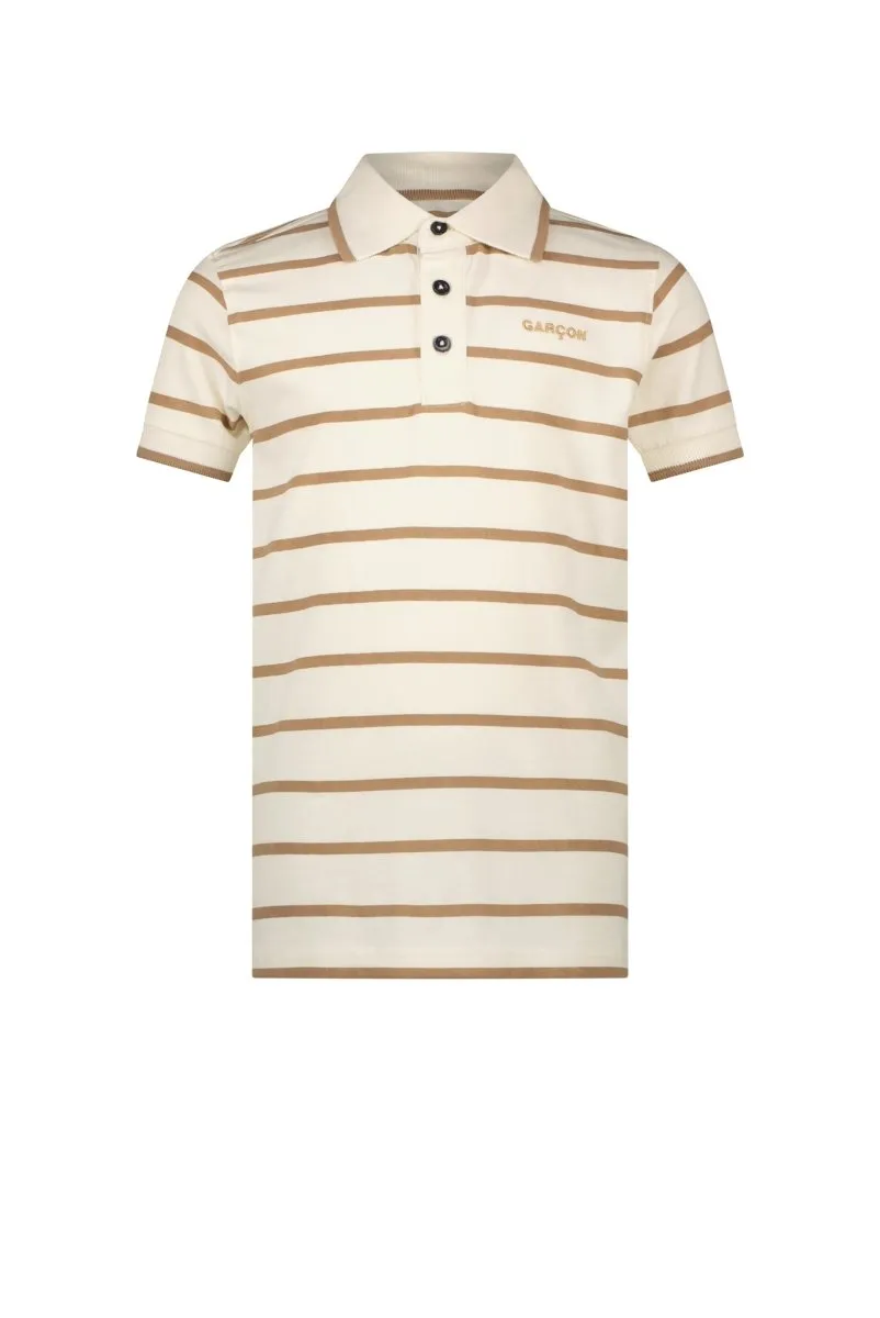 NEILY striped polo Off white-Camel