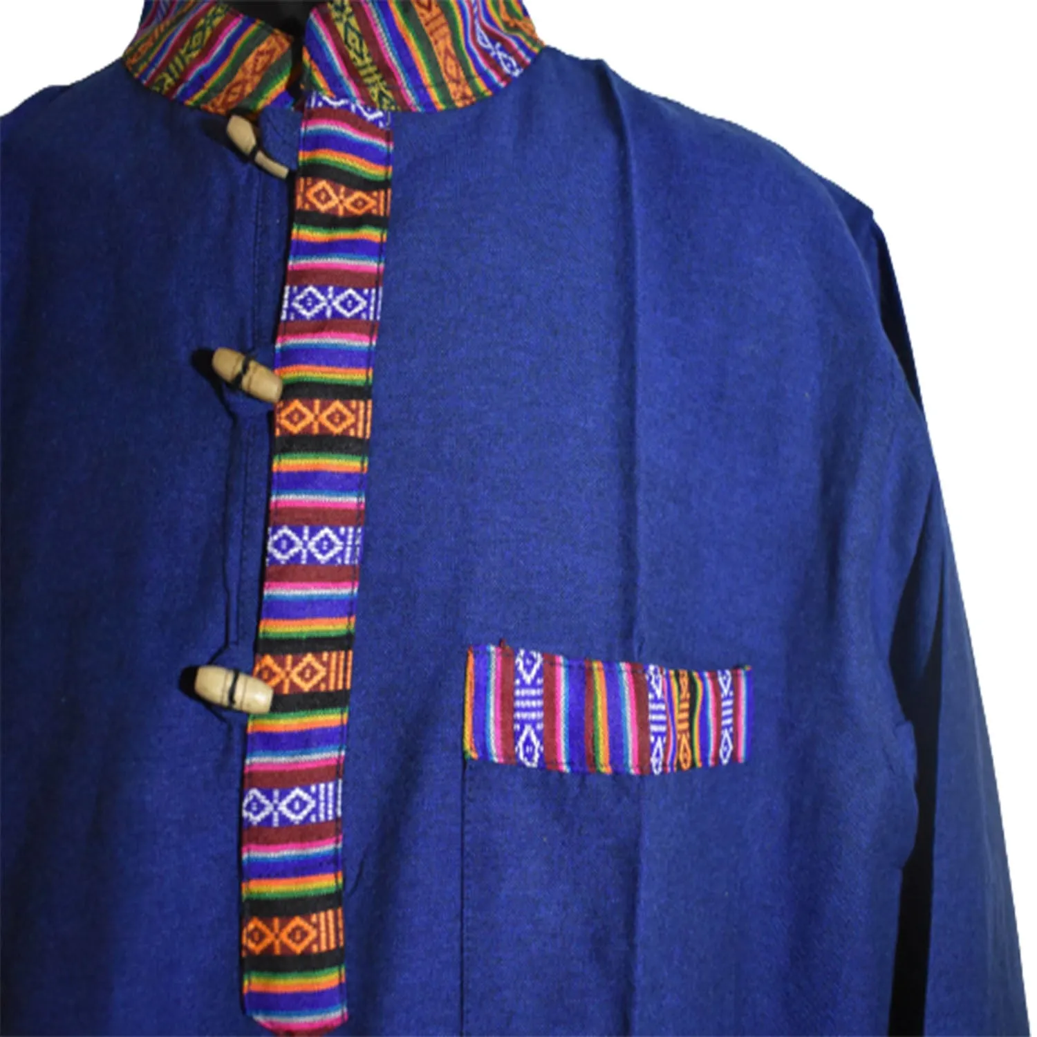 Nepalese Long Sleeve Coloured Collar Kurta Shirt