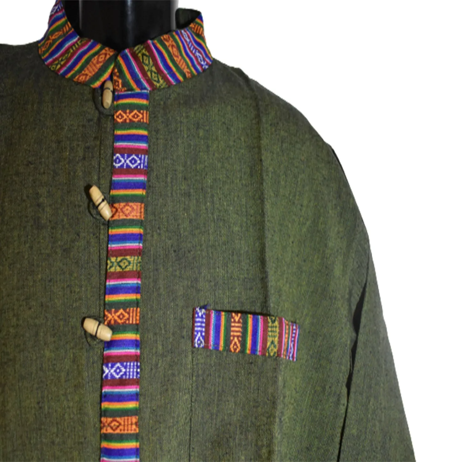 Nepalese Long Sleeve Coloured Collar Kurta Shirt