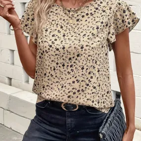 New Style Fashion Summer Casual Flower T-shirt Retro Loose Crop Top for Beach and Daily Wear