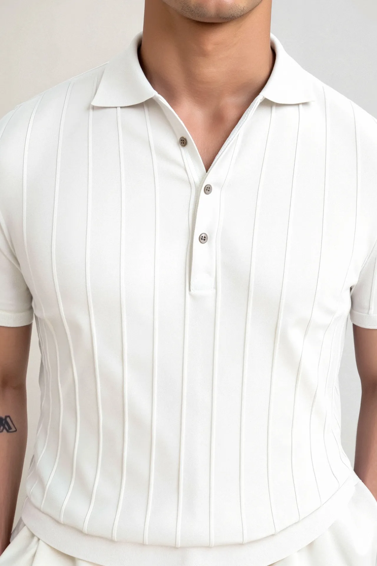 Old Money Vertical Striped Chic Button Up Polo T-Shirt
