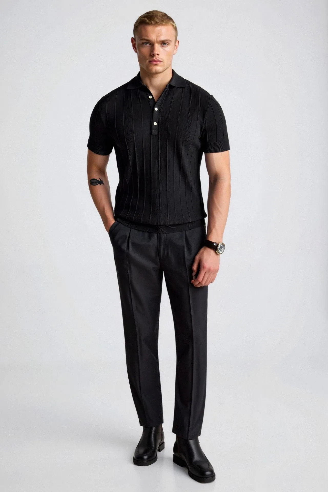 Old Money Vertical Striped Chic Button Up Polo T-Shirt