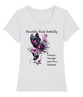 Organic Cotton Mid-Light T-Shirt - Beautiful Black Butterfly