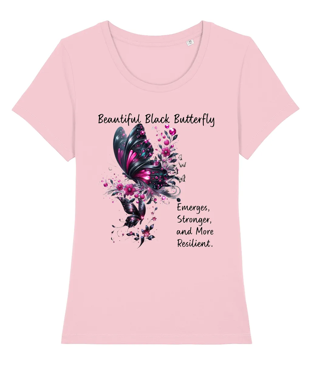 Organic Cotton Mid-Light T-Shirt - Beautiful Black Butterfly