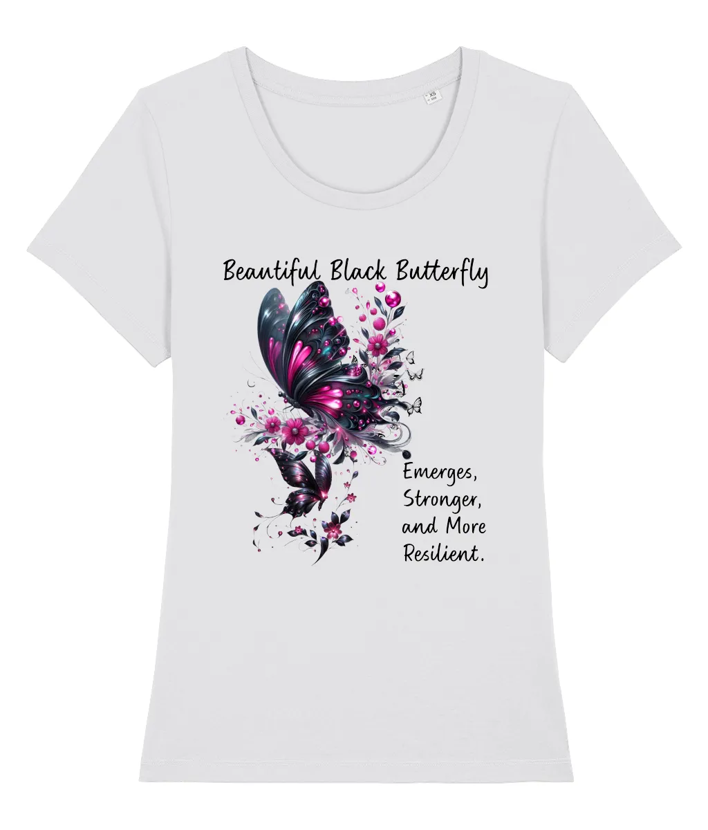 Organic Cotton Mid-Light T-Shirt - Beautiful Black Butterfly