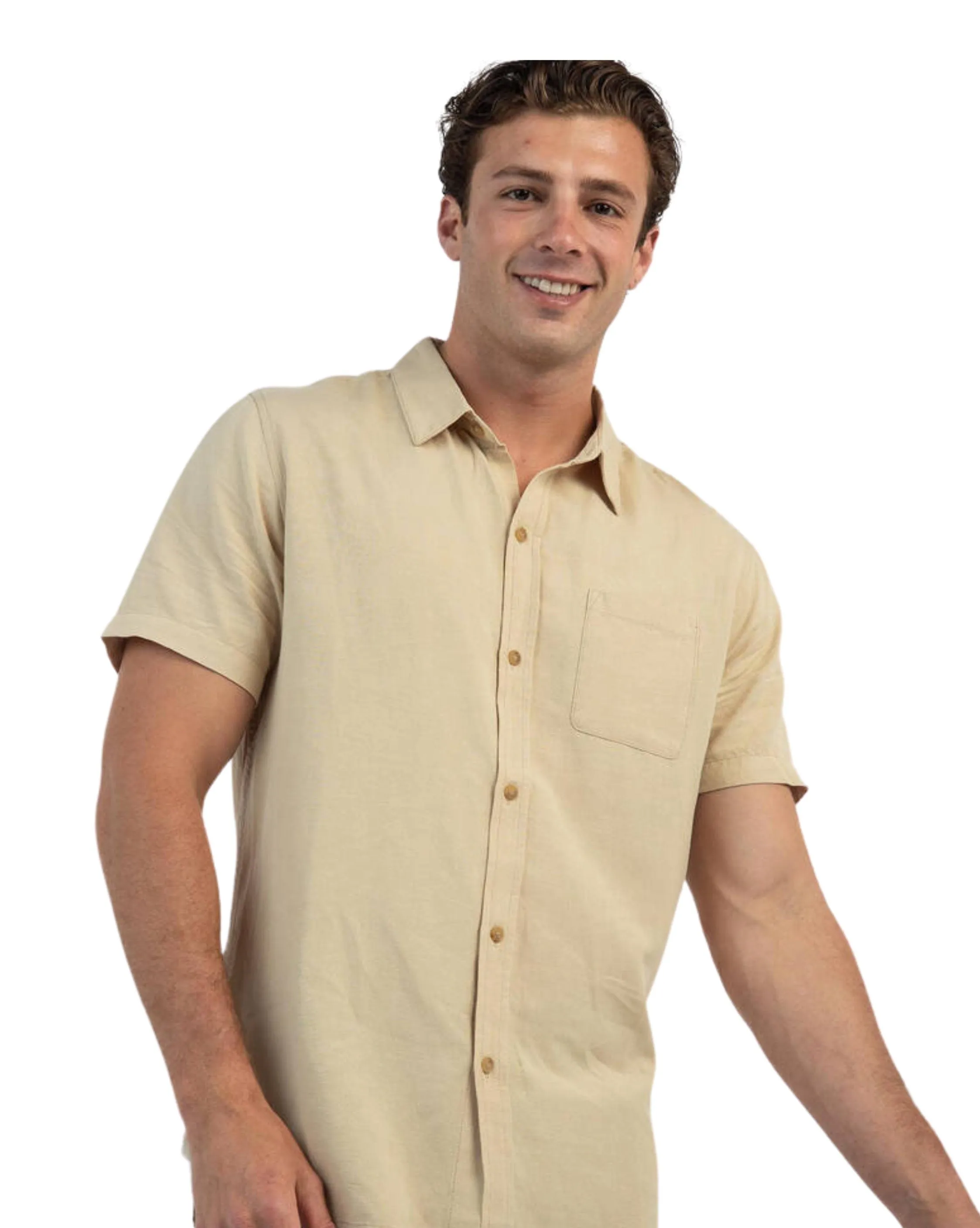 Overtone Short Sleeve Linen Shirt
