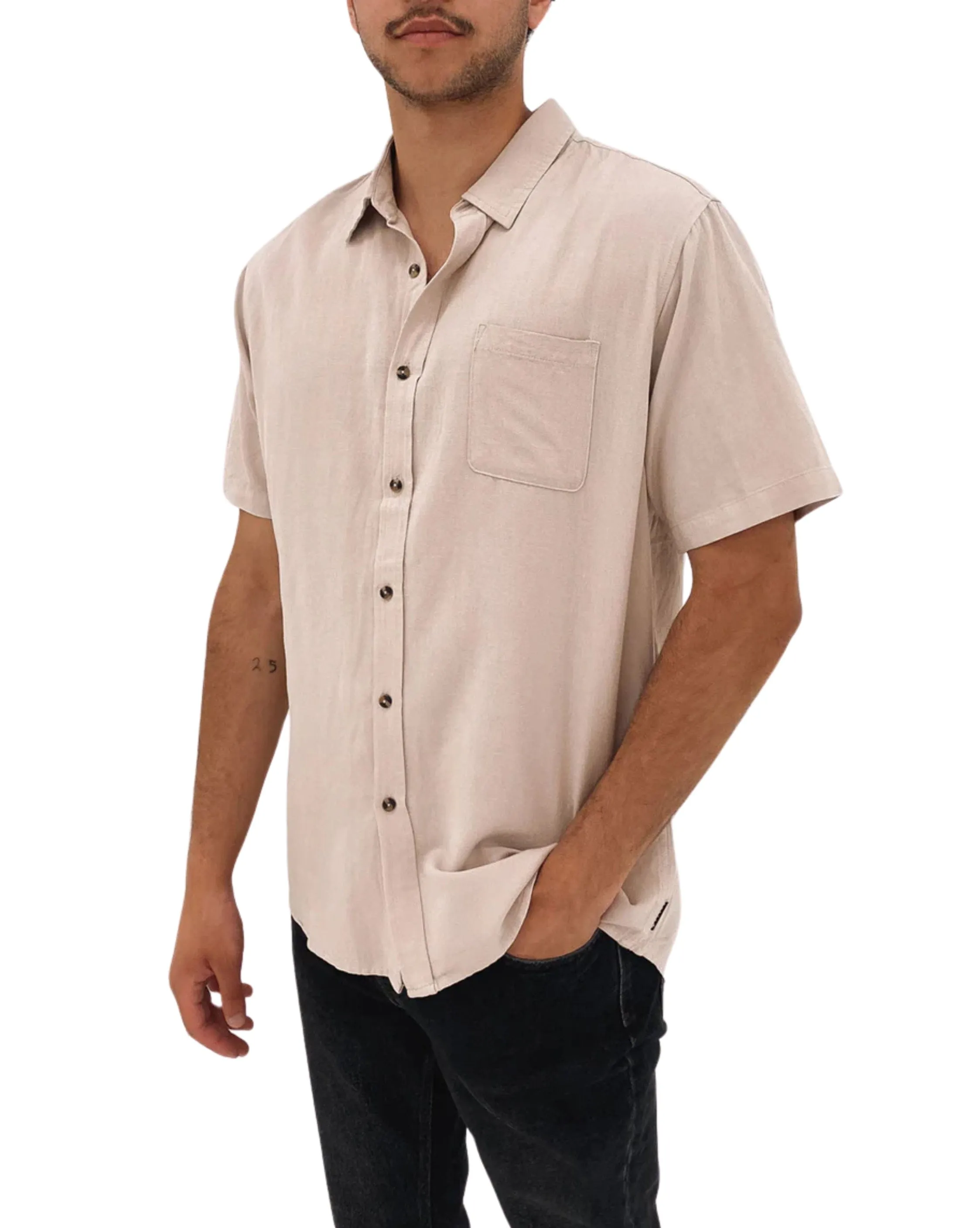 Overtone Short Sleeve Linen Shirt