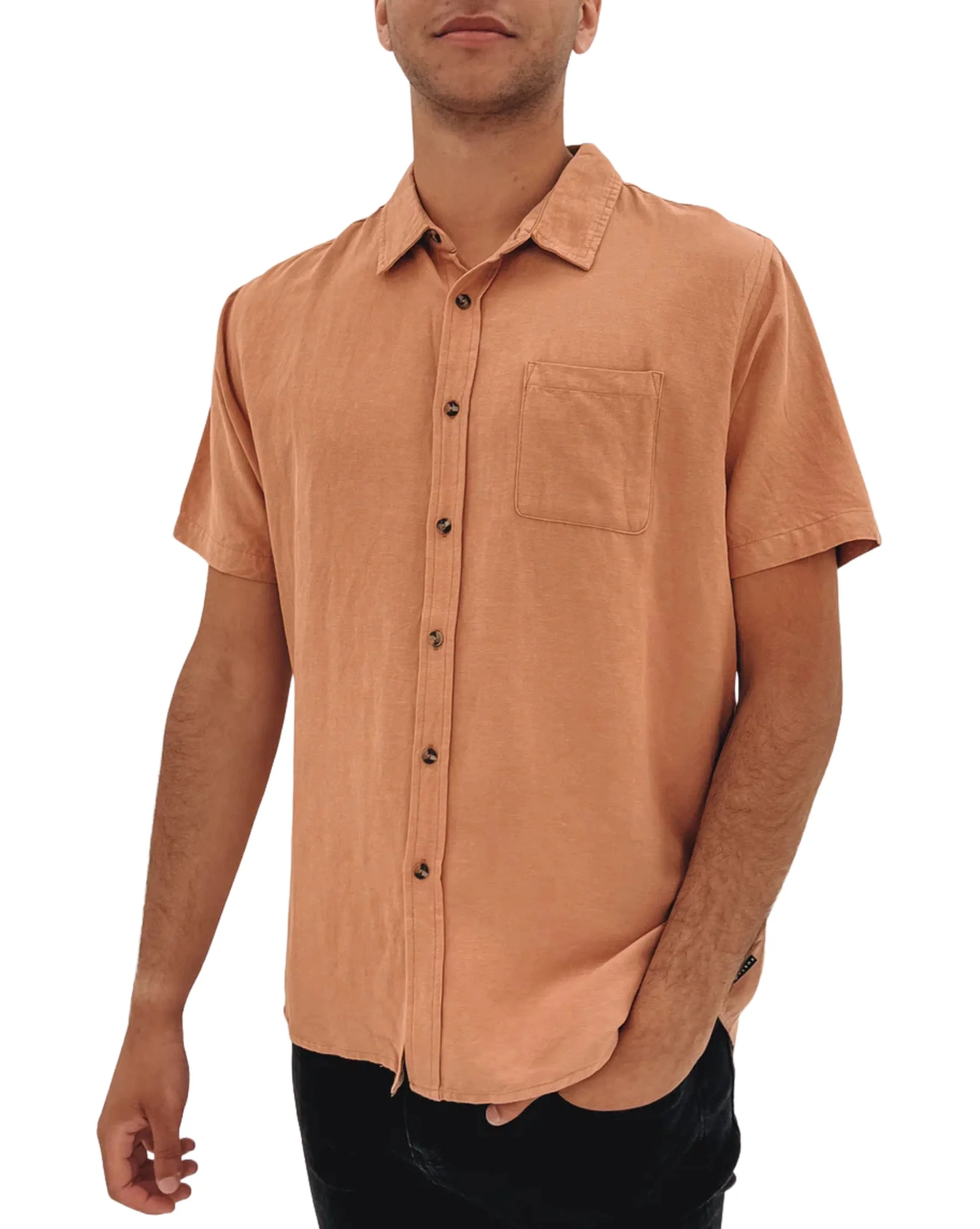 Overtone Short Sleeve Linen Shirt