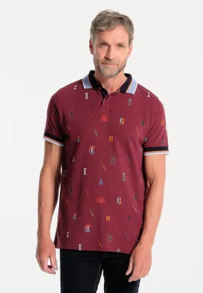 Polo homme bordeaux, imprimé lettres