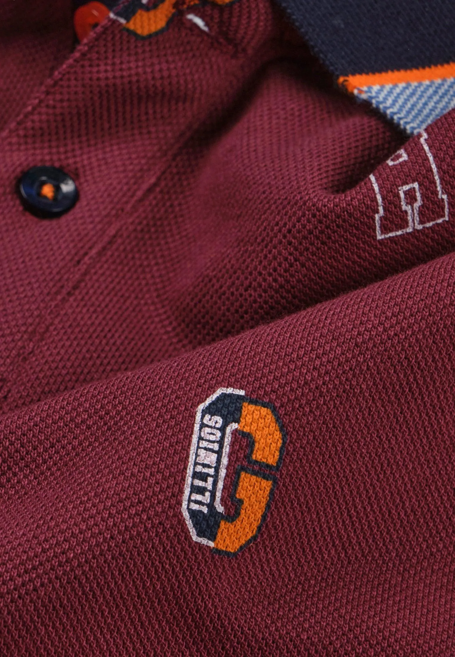 Polo homme bordeaux, imprimé lettres
