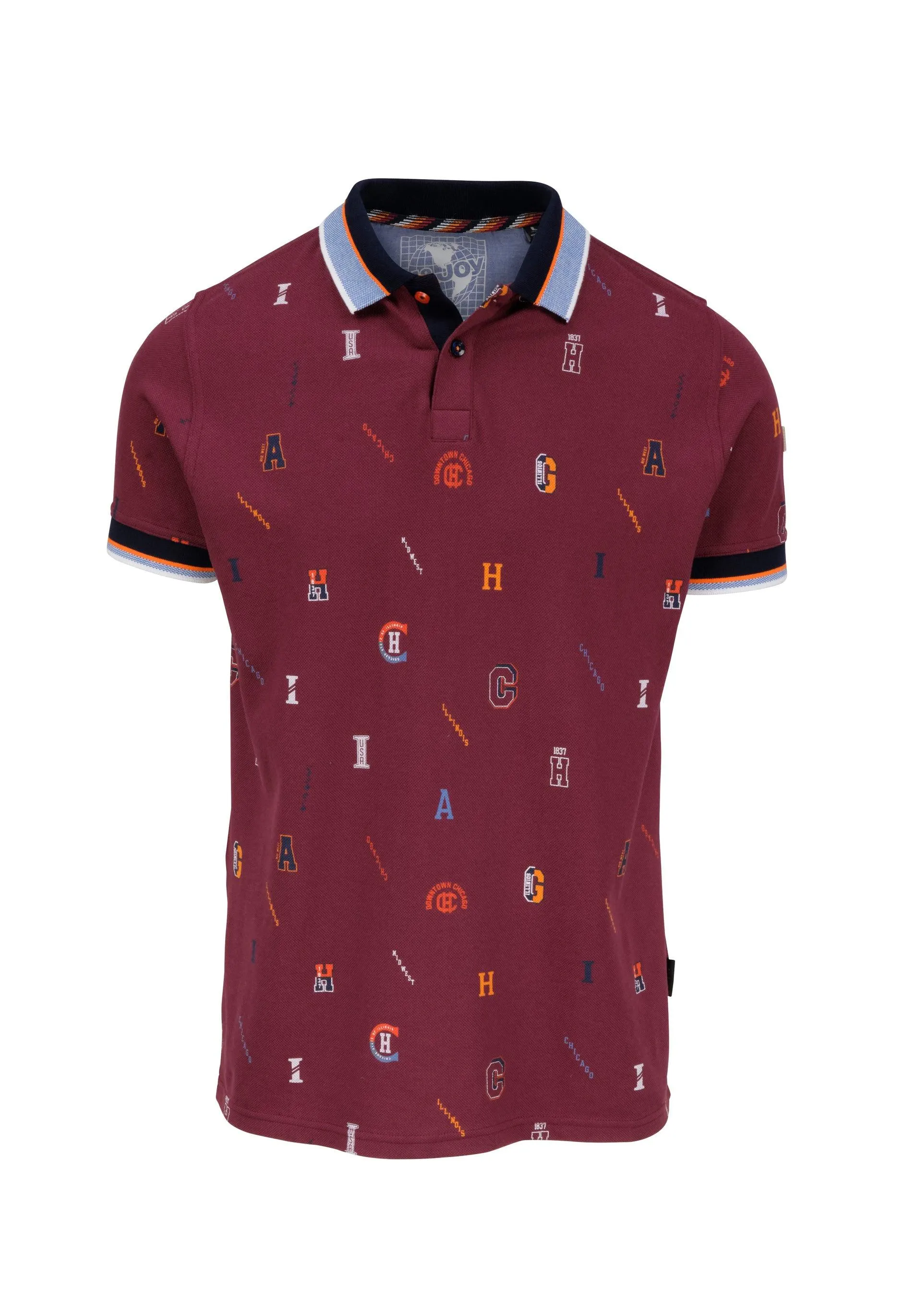 Polo homme bordeaux, imprimé lettres