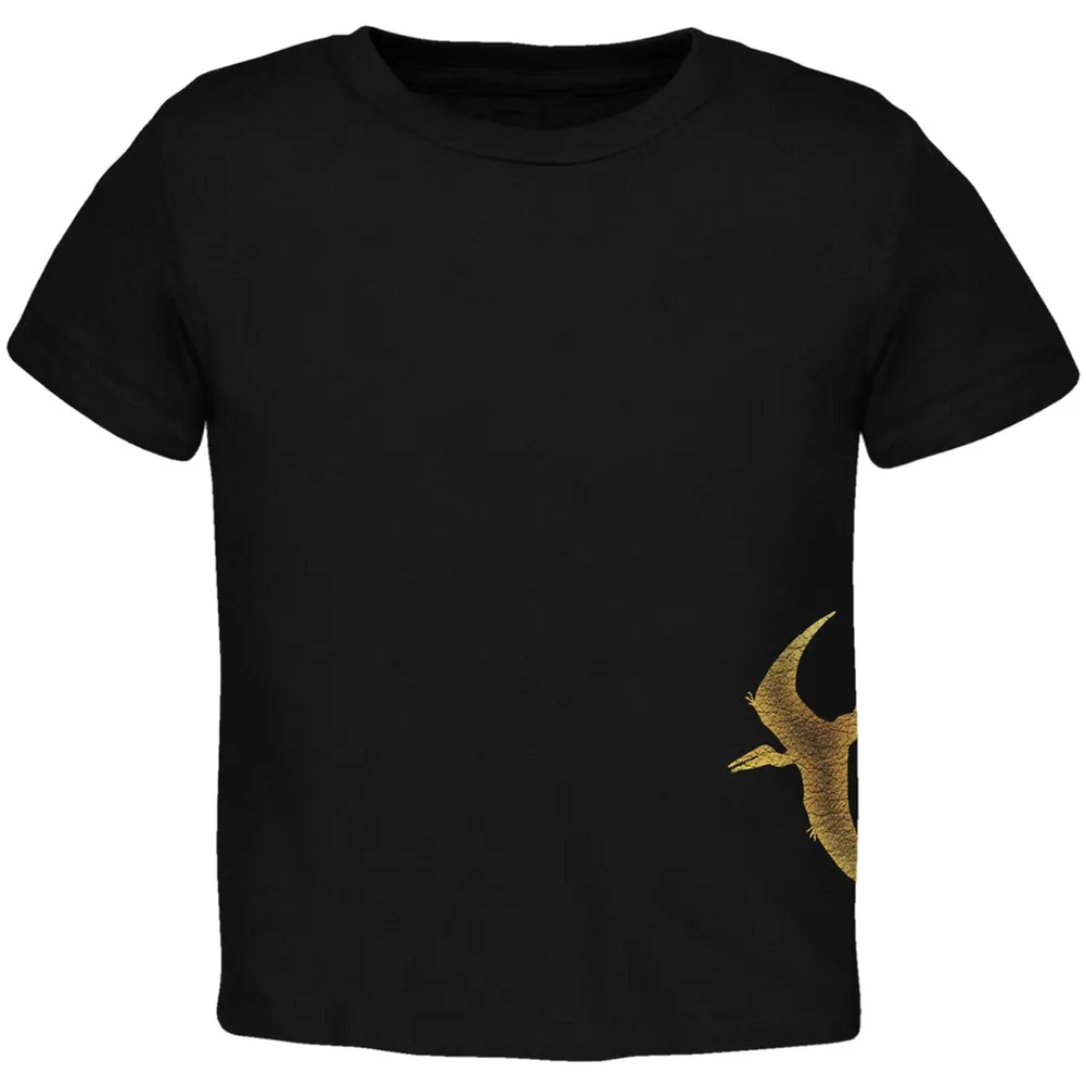 Pterodactyl Dinosaur Distressed Black Toddler T-Shirt