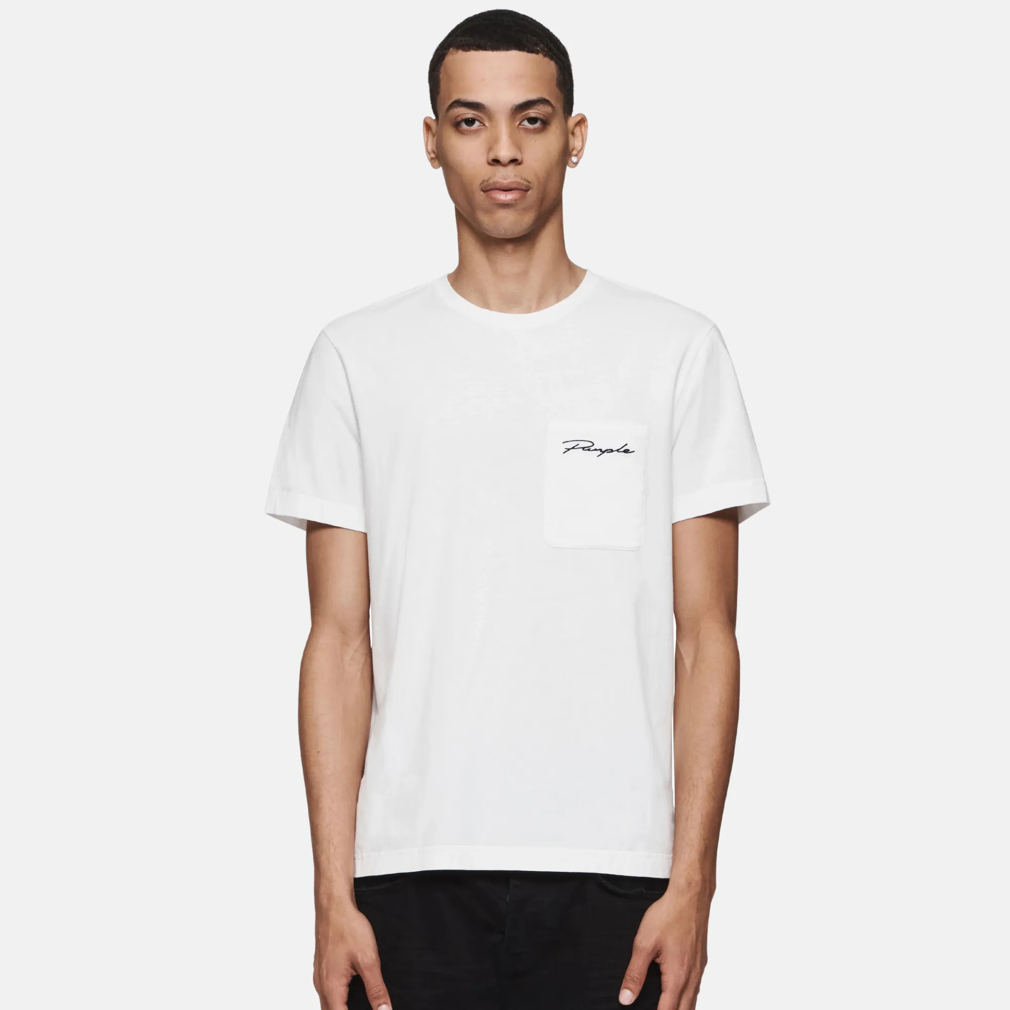 Purple Brand Script White T-Shirt