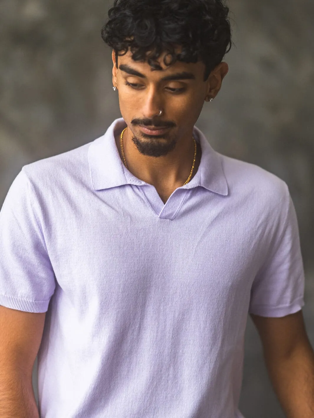 Riva Cotton Polo Shirt - Lilac