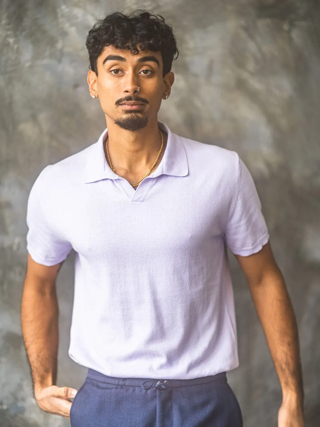 Riva Cotton Polo Shirt - Lilac