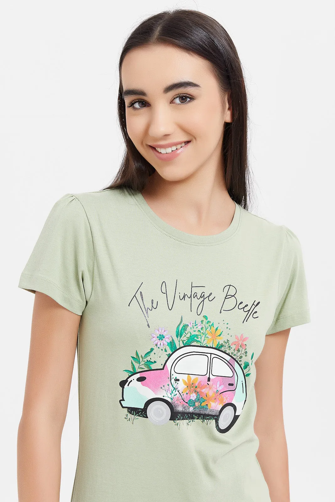 Senior Girls Grey Graphic T-Shirt