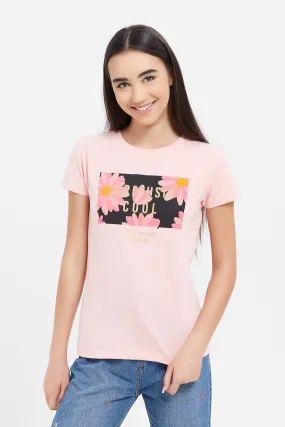 Senior Girls Pink Graphic T-Shirt