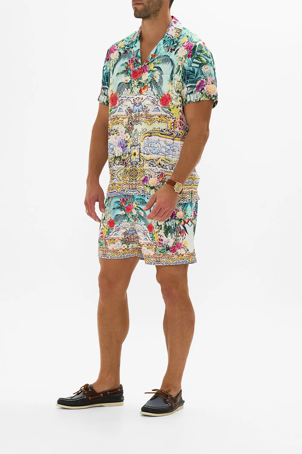 SHORT SLEEVE CAMP COLLARED SHIRT GARDENS OF QUELUZ