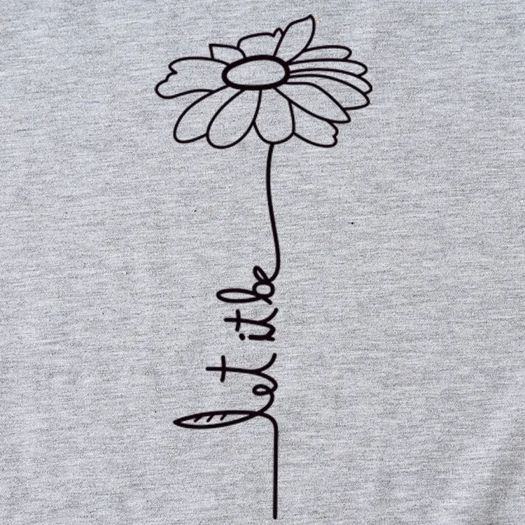 Simple Flower PaT-ShirtT-Shirtern LeT-Shirt IT-Shirt Be Casual ShorT-Shirt-sleeved Female T-Shirt