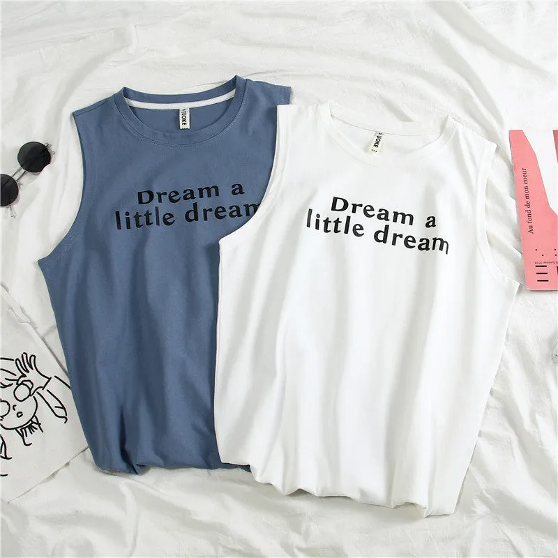 Sleeveless T-Shirt Women Summer Outdoor Korean Student Basketball Loose BF Tops Tank Top