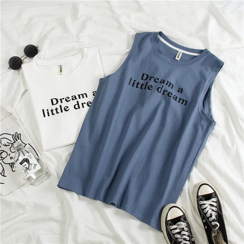 Sleeveless T-Shirt Women Summer Outdoor Korean Student Basketball Loose BF Tops Tank Top