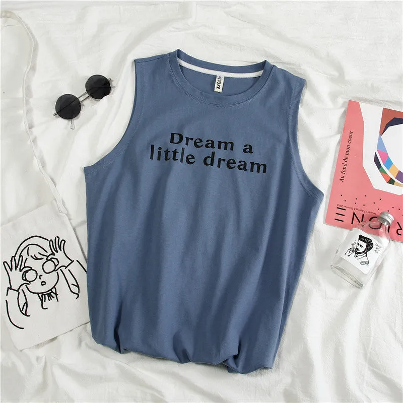Sleeveless T-Shirt Women Summer Outdoor Korean Student Basketball Loose BF Tops Tank Top