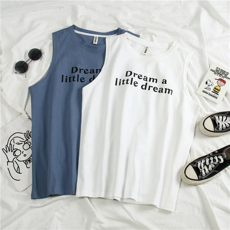 Sleeveless T-Shirt Women Summer Outdoor Korean Student Basketball Loose BF Tops Tank Top