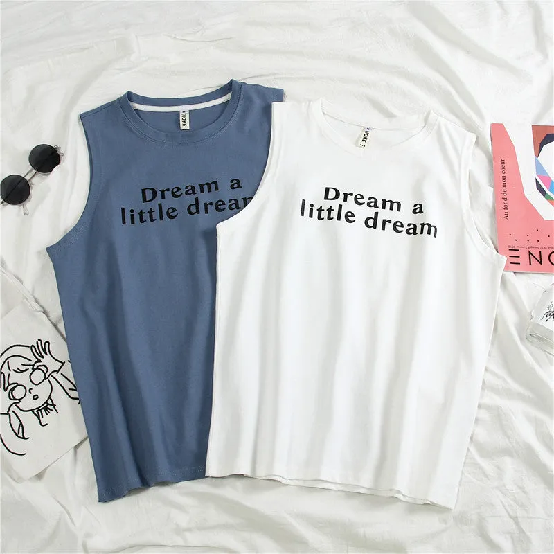 Sleeveless T-Shirt Women Summer Outdoor Korean Student Basketball Loose BF Tops Tank Top
