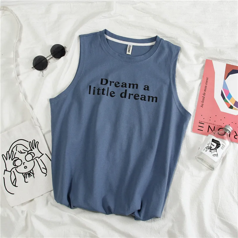 Sleeveless T-Shirt Women Summer Outdoor Korean Student Basketball Loose BF Tops Tank Top