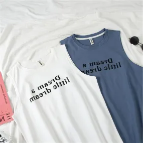 Sleeveless T-Shirt Women Summer Outdoor Korean Student Basketball Loose BF Tops Tank Top
