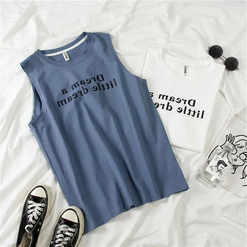 Sleeveless T-Shirt Women Summer Outdoor Korean Student Basketball Loose BF Tops Tank Top