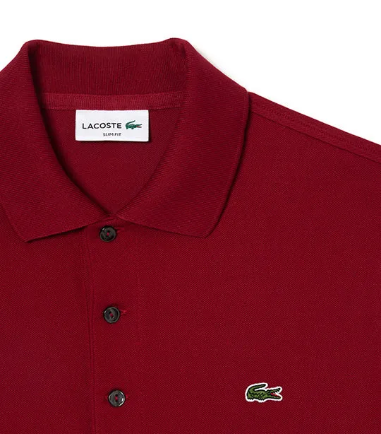 Slim Fit Stretch Piqué Polo Shirt Bordeaux