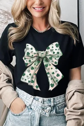 St Patrick's Day Coquette Bow Graphic Plus Tee