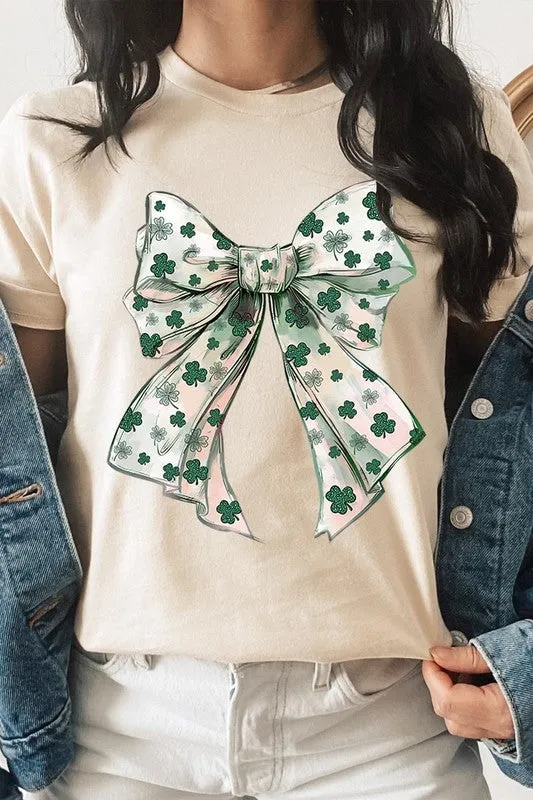 St Patrick's Day Coquette Bow Graphic Plus Tee