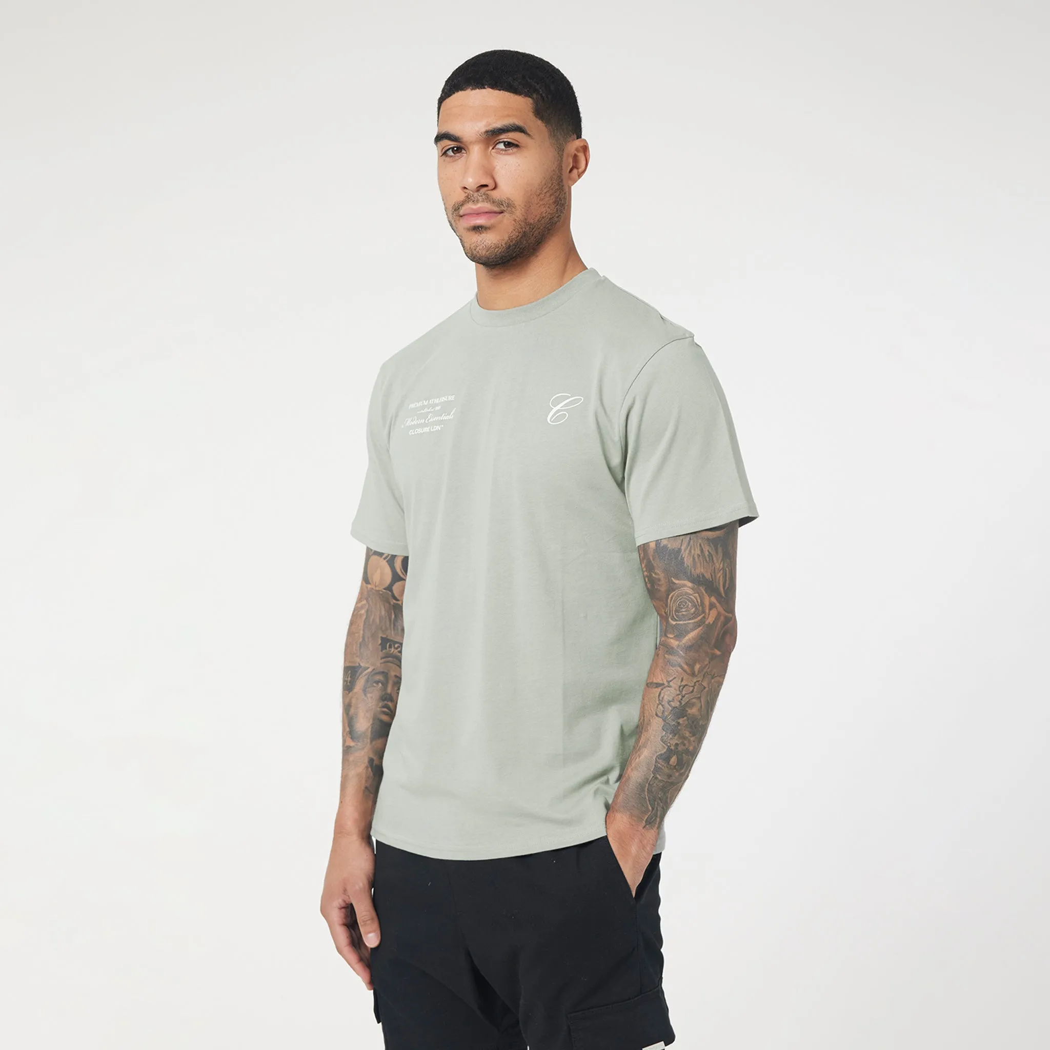 Stacked Script Relaxed Fit T-Shirt | Sage
