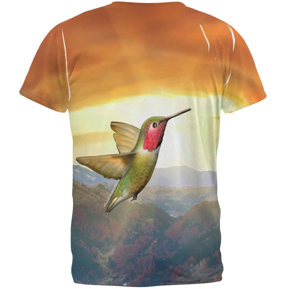 Sunset Humming Bird All Over Adult T-Shirt