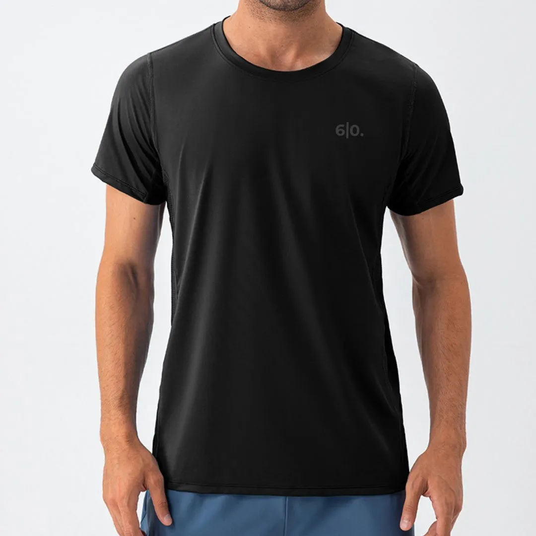 Super elastic dark blue short sleeve t-shirts for men