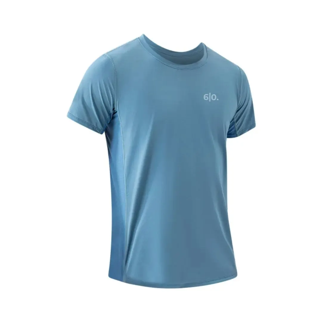 Super elastic dark blue short sleeve t-shirts for men