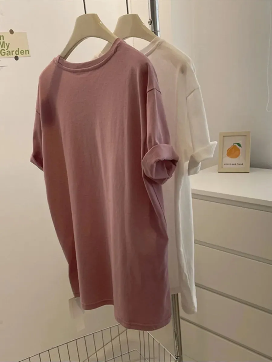 TAVIMART  -  Classic Letter Print T-shirts For Women Round Neck Chic Short Sleeve Thin Tops Tees Summer New Casual Fashion T-shirt 2024